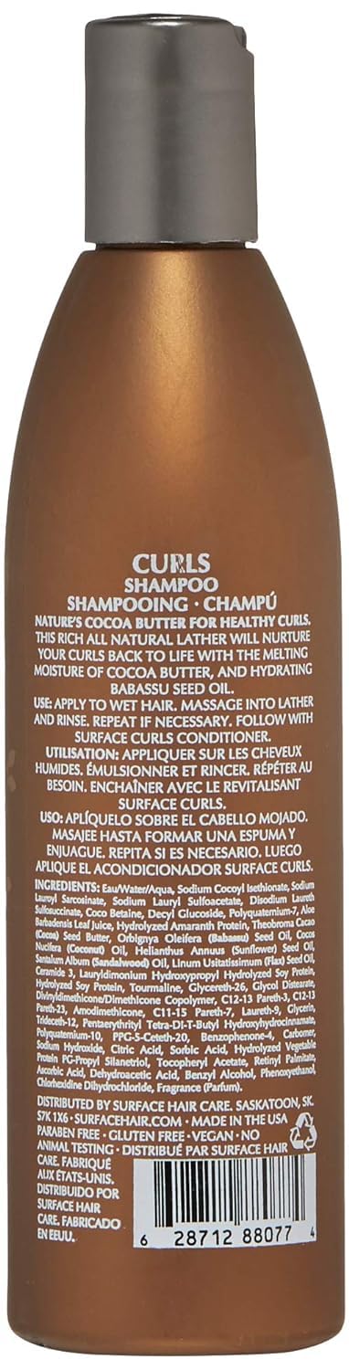 SURFACE Hair - Curls Moisturizing Shampoo – Defines, Adds Shine, and Provides Frizz Free Style Longevity - 10 fl oz